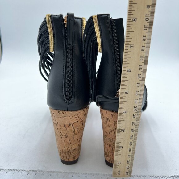 FSJ Black Wedge Sandals - Picture 5 of 8